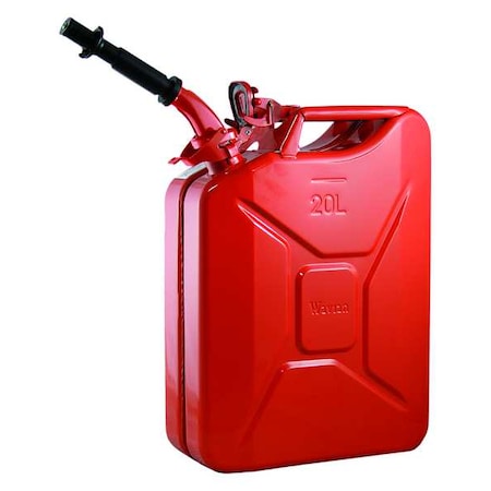 Wavian Gas Can, Cold Rolled Steel, 5.3 Gallon, Self-Venting, Includes Spout, 19 in H, Red JC0020RVS