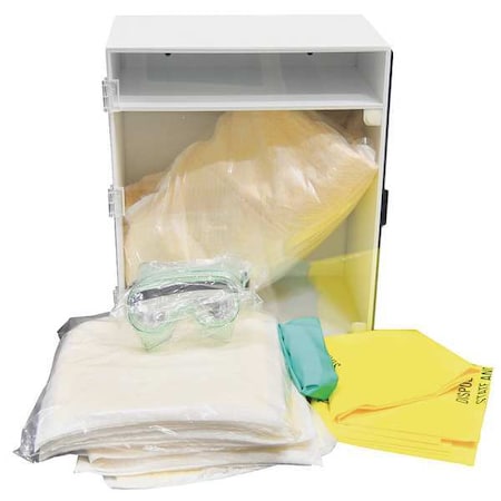 Spilfyter Spill Kit, 2 gal Volume Absorbed per Kit, 2 gal Capacity, Wall Cabinet, White, 29 222800