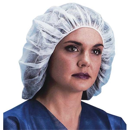 KEYSTONE SAFETY Bouffant Cap, Polypropylene, Latex-Free, White, 24 in Dia, Size Large, 1000 Per Box 110NWI-10-24 WHITE