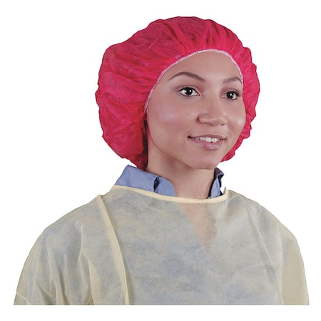 Keystone Safety Bouffant Cap, Polypropylene, 24 in Dia., Red, L, 1000 PK 110NWI-10-24 RED
