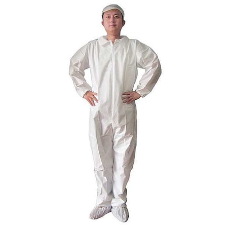 Keystone Safety Disposable Coverallss, Collared Coverall, 2XL, KeyGuard(R), Open Wrist, Open Ankle, Serged Seam CVL-KG-2XL