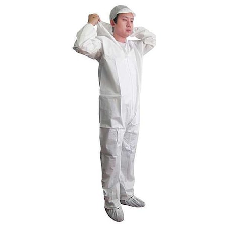 Keystone Safety Disposable Coverallss, Hooded Coverall, XL, KeyGuard(R), Elastic Wrist, Elastic Ankle, Serged Seam CVL-KG-HE-XL