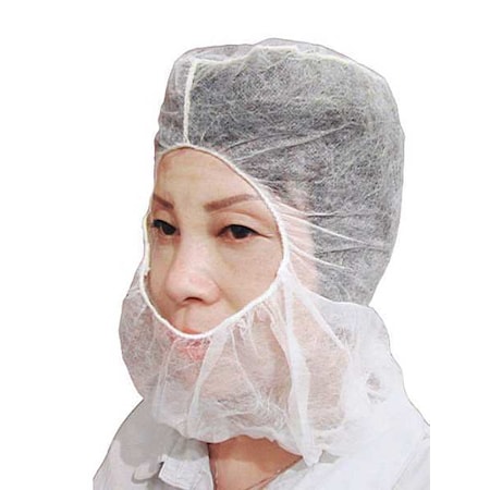 Keystone Safety Disposable Hood, Polypropylene, Serged Seam, White, , 1000 PK H-NWI-E-CROWN