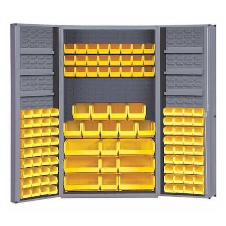 Durham Mfg Extra-Heavy Duty Bin Cabinet, 48 in W, 72 in H, 24" D, 114 Bins DC48-114-6DS-95