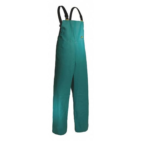 Onguard Bib Overall, Polyester, PVC, 34 in Inseam, 70 in Waist, 0.42 mm Thickness, Green, 5XL 7105000