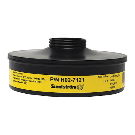 Sundstrom Safety Cartridge, Threaded, OV, SD, CL, HC, HF, Yellow, 2 PK, NIOSH 42 CFR 84 SR 532