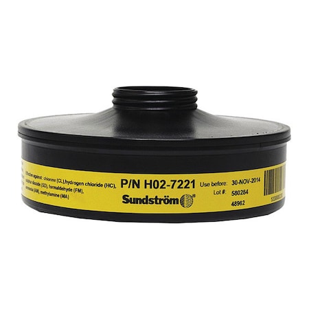 Sundstrom Safety Cartridge, Threaded, CL, HC, SD, FM, AM, MA, Olive, 2 PK, NIOSH 42 CFR 84 SR 533