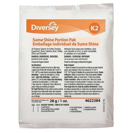 Diversey Suma Pre-Soak Destainer, 1 oz, PK100 94622384