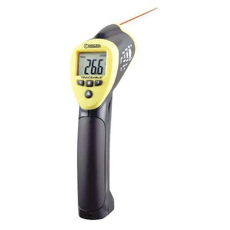 Control Co Thermometer, Single Dot Laser Sighting Fixed 0.95, -58 Degrees  to 1832 Degrees F, Backlit LCD 4483