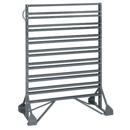 Quantum Storage Systems Steel Bin Rail Floor Rack, 20 in D x 54 in H x 36 in W, Gray QRU-16D