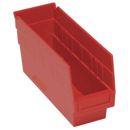 Quantum Storage Systems Shelf Storage Bin, Polypropylene, Red, 8 in H, 4 3/8 in W, 11 5/8 in L QSB801RD