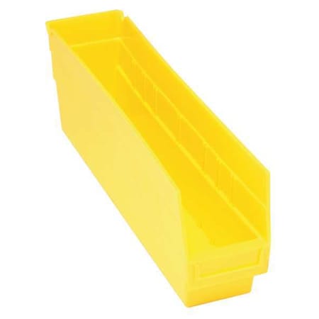 Quantum Storage Systems Shelf Storage Bin, Polypropylene, Yellow, 8 in H, 4 3/8 in W, 17 7/8 in L QSB803YL