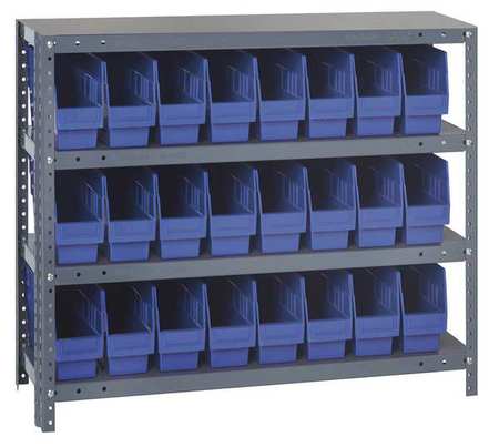 QUANTUM STORAGE SYSTEMS Steel Bin Shelving, 36 in W x 39 in H x 18 in D, 4 Shelves, Blue 1839-SB803BL