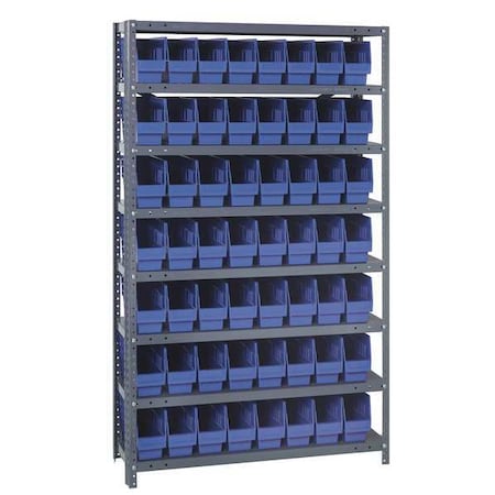 Quantum Storage Systems Steel Bin Shelving, 18 in D x 75 in H x 36 in W, 8 Shelves, Blue 1875-SB803BL
