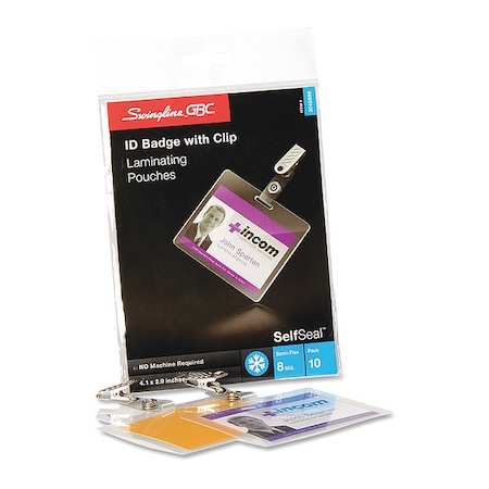 Swingline Gbc Pouch, Lam, Badge, Self-Adh, Cr, PK10 3745686
