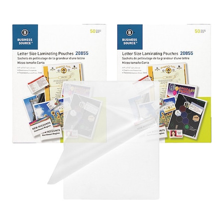 Business Source Pouch, Laminate, Letter, 5Mil, PK100 20855BD