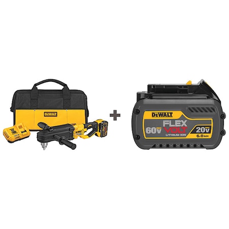 Dewalt Cordless Drill Kit, 60V DC, Batteries Included (6.0 Ah) DCD470X1/DCB606