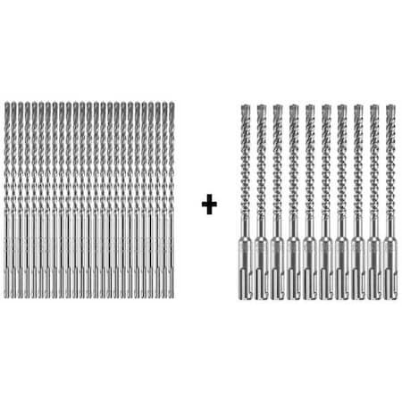 Bosch Hammer Drill Bit, SDS Plus, 3/8" x 4", PK25 HCFC2061B25 + HCFC2041B10