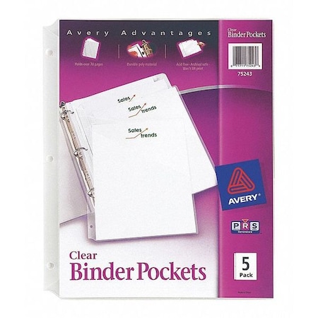 Avery Pocket, Binder, Poly, Clr, PK5 75243