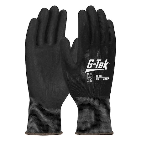 Pip Coated Gloves, Polyurethane, Smooth, Palm, 3 Abrasion Level, Black, XL 12 PK 33-325/XL