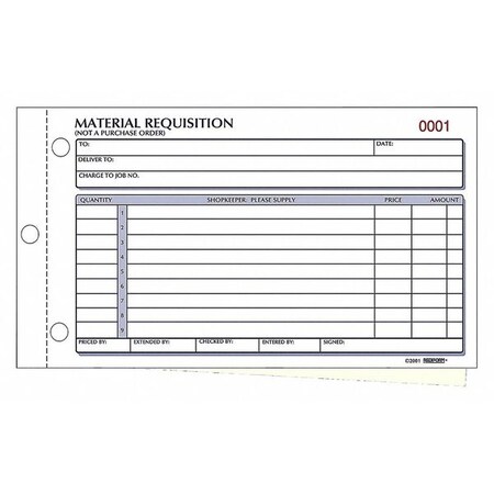 Rediform 1l114 7 59 Form Material Requisition Purchasing Zoro Com
