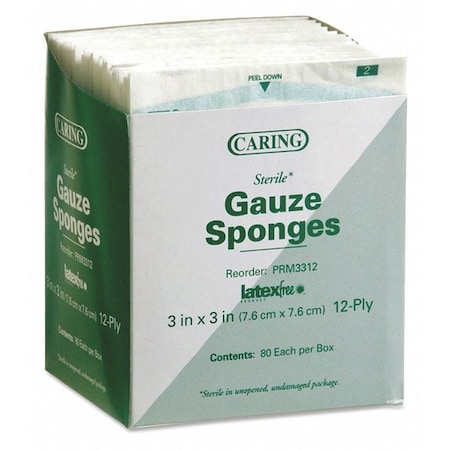 Medline Gauze, Woven, Cotton, 3"x3", PK80 PRM3312