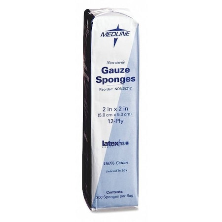 Medline Gauze, 12 Ply, 2"x2", PK200 NON25212