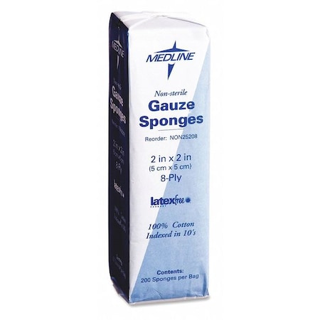 Medline Gauze, 8 Ply, 2"x2", PK200 NON25208