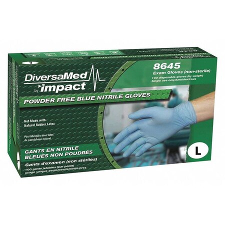 Diversamed Medical Grade Exam Gloves, Nitrile, L, 100 PK, Blue 8645L
