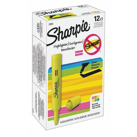 Sharpie SmearGuard Tank Style Highlighter, PK12 25053