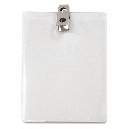 Advantus Vertical Badge Holder w/Clip, Clr, PK50 75457