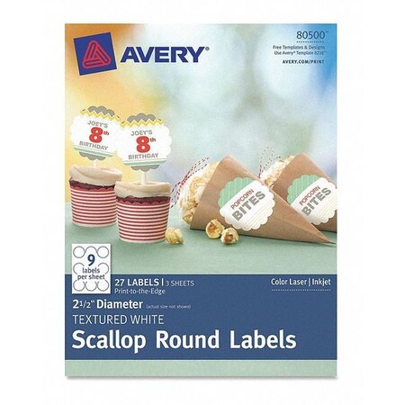 Avery Textured, White, Scallop Round Labels 80500