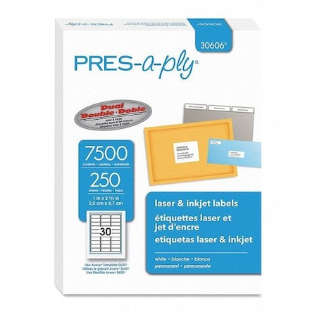 Pres-A-Ply Labels, Laser/Inkjet Printers, PK7500 30606