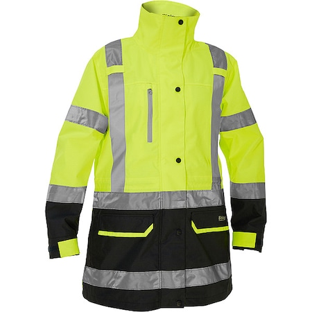 Bisley Women's 5-in-1 Jacket, Polyester, Class 3 R, Hi-Vis Yellow, XL 333W6375H-YL/XL