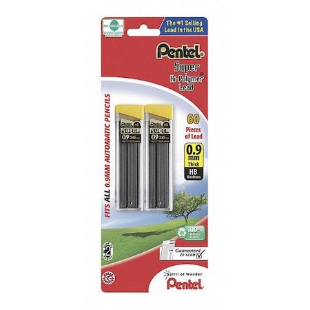 Pentel Lead, 0.9mm, Hb/Black, 60Ct, PK2 C29BPHB2