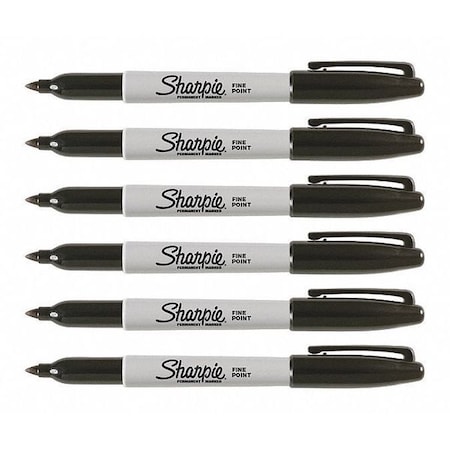 Rubbermaid Commercial Black Fine Point Permanent Marker, 6 PK 30101PPBX