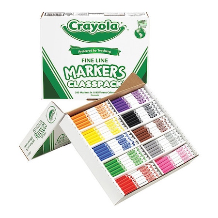 Crayola Assorted Classpack Fine Line Markers, 200 PK 588210