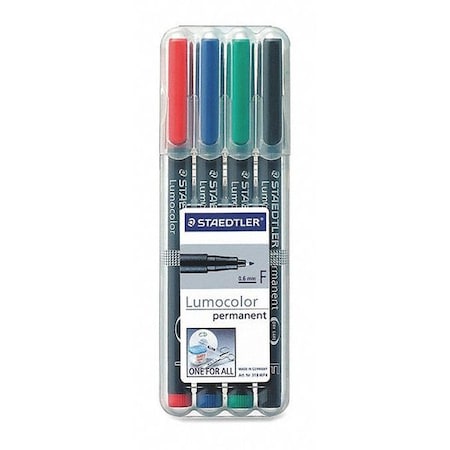 Staedtler Marker, Perm, Lumocolor, Fine, PK4 318WP4