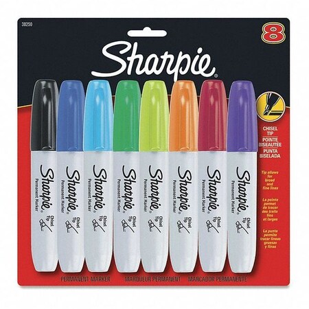 Sharpie Red, Blue, Lime, Black, Purple, Green, Orange, Turquoise Chisel Tip Permanent Markers, 8 PK 38250PP