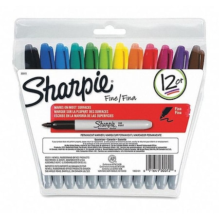 Sharpie Markers, Black, Blue, Turquoise, Green, Lime, Aqua, Yellow, Orange, Red, Berry, Purple, Brown 30072