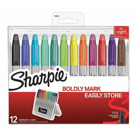 Sharpie Black, Blue, Turquoise, Aqua, Green, Lime, Yellow, Orange, Berry, Red, Purple, Brown 12 PK 1983251