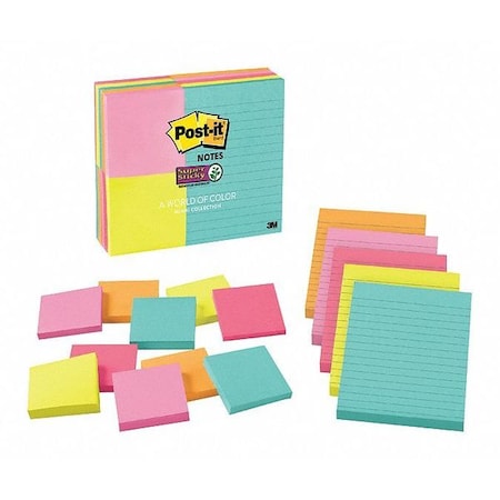 Post-It Notes, Super Sticky, Miami, 3"x3", 4"x6" 463315SSMIA