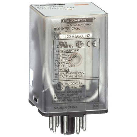 Square D Socket, General Purpose Relay, Octal, 10 A, 11 Pins 8501KPR13V24