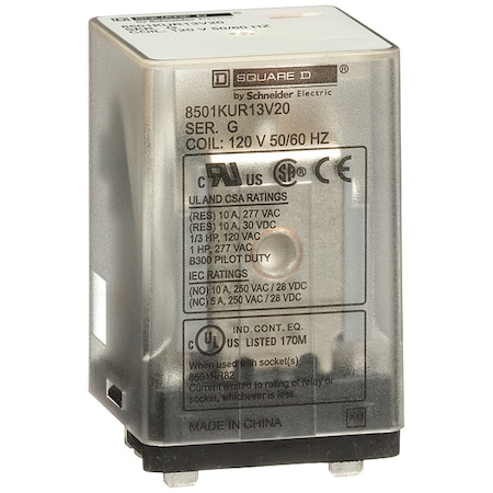 Square D GeneralPurpose Relay, 120VAC, 10A, 11Pins 8501KUR13V20
