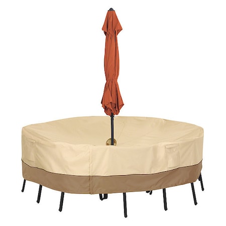 Classic Accessories Veranda Large Cover Set For Round Table/Chair, Antique Beige, 96"x96" 55-462-041501-00