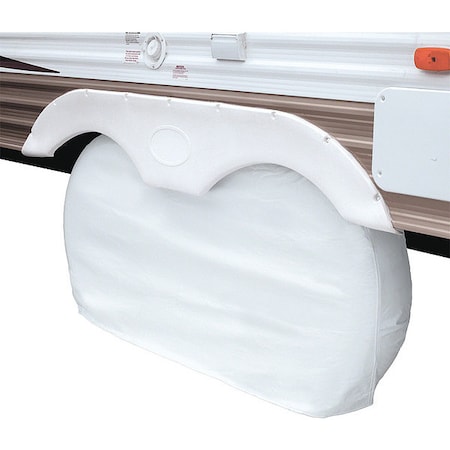 Classic Accessories Dual Axle Wheel RV Covers, Up To 27"Dia, White 80-109-022801-00