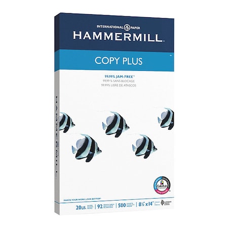 Hammermill Paper, Cpypls, 8.5"x14", Wht, 92Br, PK10 105015CT