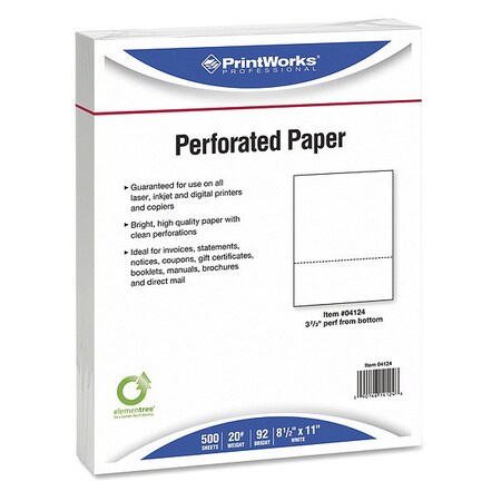 Printworks Paper, Perf, 3-2/3, 20#, Wht 04124