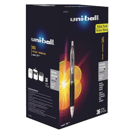 Uni-Ball Pen, 207, Rtrct, 0.7Mm, Bk, PK36 UBC1921063