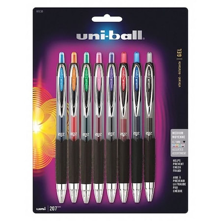 Uni-Ball Pen, Gel, 207, Rtr, 0.7Mm, PK8 UBC40110